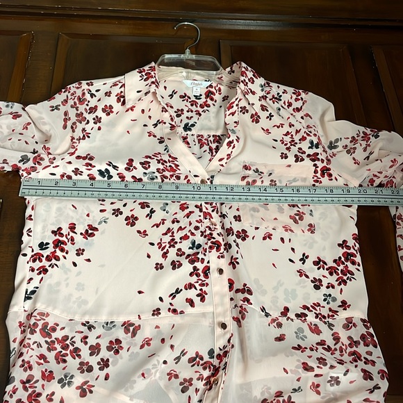 Women’s size medium sheer pink, and red candies button-down shirt - Picture 14 of 15